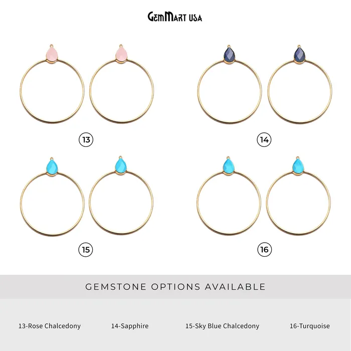 Earrings GemmartUSA Drop Faceted Gemstone 56x45mm Gold Plated Hoop Chandelier Connector 1pair Earrings GemmartUSA Drop Faceted Gemstone 56x45mm Gold Plated Hoop Chandelier Connector 1pair