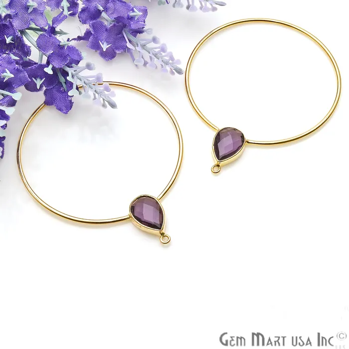 Earrings GemmartUSA Drop Faceted Gemstone 56x45mm Gold Plated Hoop Chandelier Connector 1pair Earrings GemmartUSA Drop Faceted Gemstone 56x45mm Gold Plated Hoop Chandelier Connector 1pair