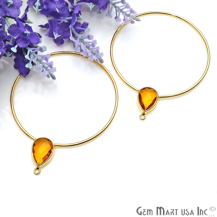 Earrings GemmartUSA Drop Faceted Gemstone 56x45mm Gold Plated Hoop Chandelier Connector 1pair Earrings GemmartUSA Drop Faceted Gemstone 56x45mm Gold Plated Hoop Chandelier Connector 1pair
