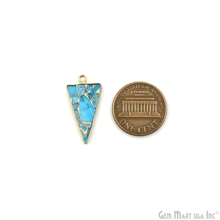 Earrings GemMartUSA Turquoise Mohave 26x12mm Gold Plated Single Bail Earring Connector 1 Pair