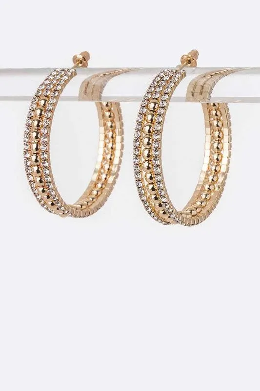 Earrings LA Jewelry Plaza 40 MM Rhinestone Iconic Hoop Earrings