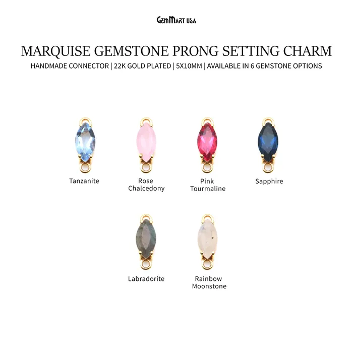 Faceted Marquise 5x10mm Prong Gold Plated Double Bail Connector GemMartUSA PreStyled Sets Faceted Marquise 5x10mm Prong Gold Plated Double Bail Connector GemMartUSA PreStyled Sets