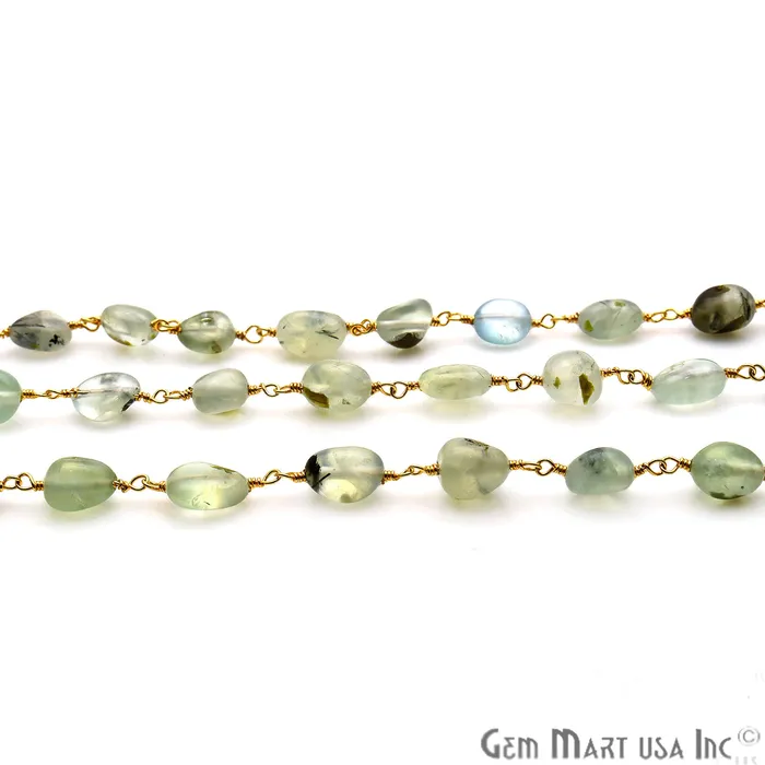 Fluorite Tumble Beads 10x6mm Gold Plated Wire Wrapped Rosary Chain GemmartUSA PreStyled Sets Fluorite Tumble Beads 10x6mm Gold Plated Wire Wrapped Rosary Chain GemmartUSA PreStyled Sets