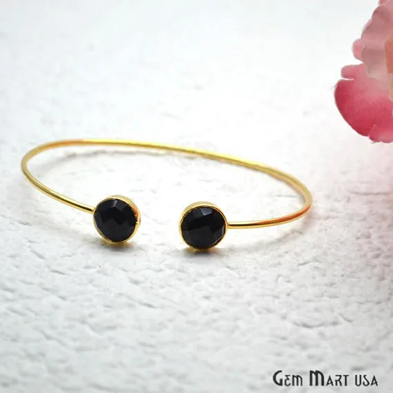 GemMartUSA Bracelets Round Shape 10mm Double Gemstone Adjustable Gold Plated Bangle Bracelet Choose Gemstone GemMartUSA Bracelets Round Shape 10mm Double Gemstone Adjustable Gold Plated Bangle Bracelet Choose Gemstone