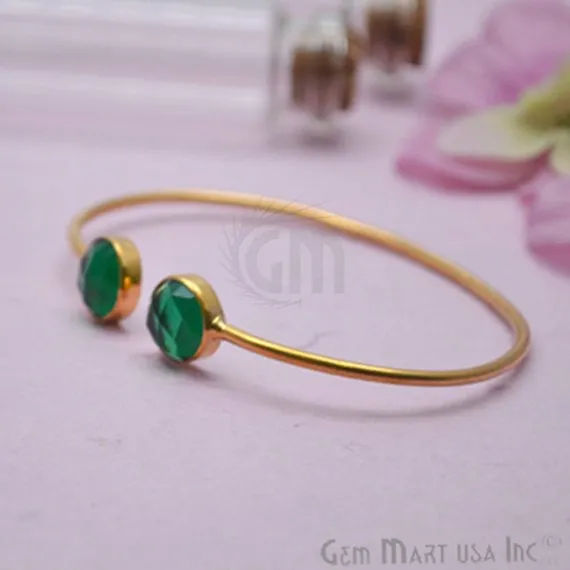 GemMartUSA Bracelets Round Shape 10mm Double Gemstone Adjustable Gold Plated Bangle Bracelet Choose Gemstone GemMartUSA Bracelets Round Shape 10mm Double Gemstone Adjustable Gold Plated Bangle Bracelet Choose Gemstone