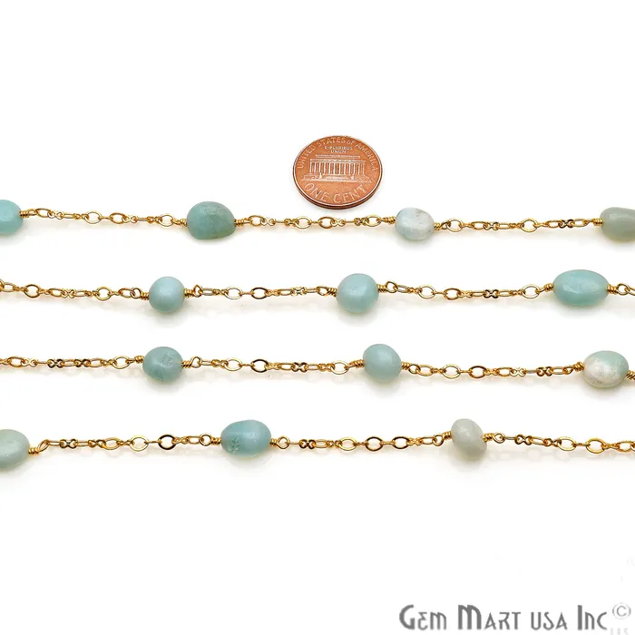 GemmartUSA Chrysoprase 11x8mm Tumble Beads Gold Plated Rosary Chain PreStyled Sets GemmartUSA Chrysoprase 11x8mm Tumble Beads Gold Plated Rosary Chain PreStyled Sets