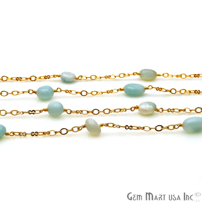 GemmartUSA Chrysoprase 11x8mm Tumble Beads Gold Plated Rosary Chain PreStyled Sets GemmartUSA Chrysoprase 11x8mm Tumble Beads Gold Plated Rosary Chain PreStyled Sets