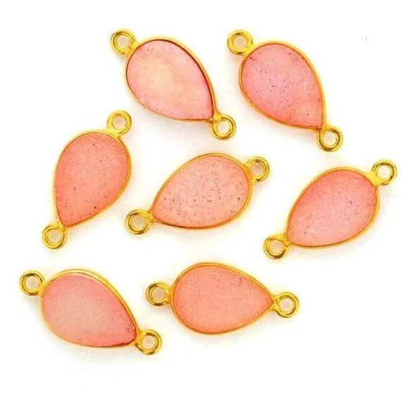 GemMartUSA Color Druzy 8x12mm Pears Bezel Gold Plated Double Bail Gemstone Connector PreStyled Sets GemMartUSA Color Druzy 8x12mm Pears Bezel Gold Plated Double Bail Gemstone Connector PreStyled Sets