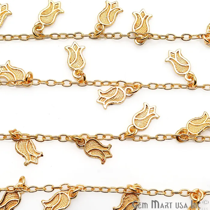 GemMartUSA Lotus Finding Gold Plated Soldered Station Rosary Chain PreStyled Sets