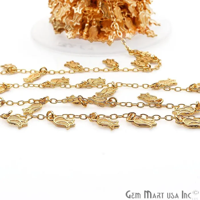GemMartUSA Lotus Finding Gold Plated Soldered Station Rosary Chain PreStyled Sets