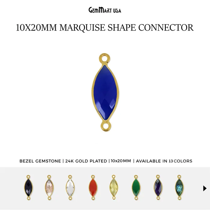 GemMartUSA Marquise 10x20mm Double Bail Gold Bezel Gemstone Connector PreStyled Sets GemMartUSA Marquise 10x20mm Double Bail Gold Bezel Gemstone Connector PreStyled Sets