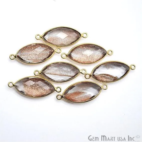 GemMartUSA Marquise 10x20mm Double Bail Gold Bezel Gemstone Connector PreStyled Sets GemMartUSA Marquise 10x20mm Double Bail Gold Bezel Gemstone Connector PreStyled Sets
