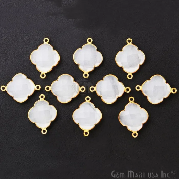 GemMartUSA PreStyled Sets Clover 24x20mm Gemstone Double Bail Gold Bezel Gemstone Connector GemMartUSA PreStyled Sets Clover 24x20mm Gemstone Double Bail Gold Bezel Gemstone Connector