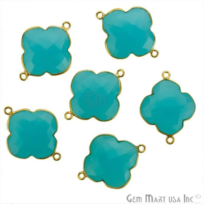 GemMartUSA PreStyled Sets Clover 24x20mm Gemstone Double Bail Gold Bezel Gemstone Connector GemMartUSA PreStyled Sets Clover 24x20mm Gemstone Double Bail Gold Bezel Gemstone Connector