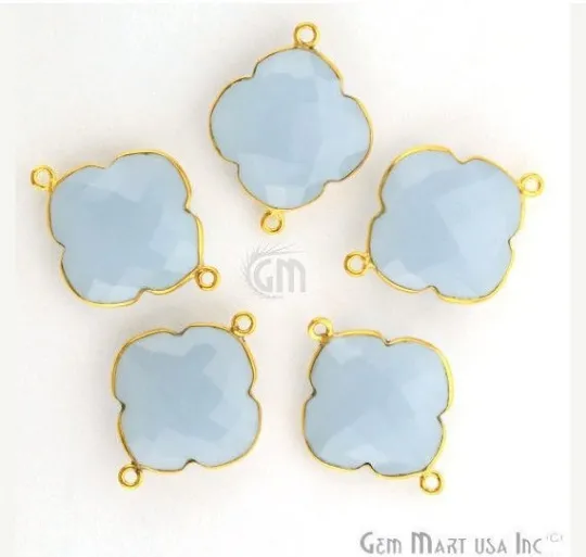 GemMartUSA PreStyled Sets Clover 24x20mm Gemstone Double Bail Gold Bezel Gemstone Connector GemMartUSA PreStyled Sets Clover 24x20mm Gemstone Double Bail Gold Bezel Gemstone Connector