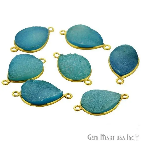 GemMartUSA PreStyled Sets Color Druzy Connector 12x16mm Pears Gold Plated Double Bail Gemstone Connector GemMartUSA PreStyled Sets Color Druzy Connector 12x16mm Pears Gold Plated Double Bail Gemstone Connector