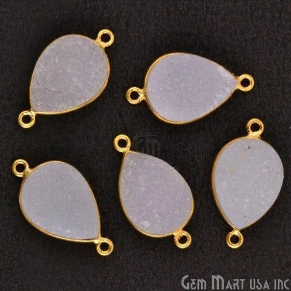 GemMartUSA PreStyled Sets Color Druzy Connector 12x16mm Pears Gold Plated Double Bail Gemstone Connector GemMartUSA PreStyled Sets Color Druzy Connector 12x16mm Pears Gold Plated Double Bail Gemstone Connector