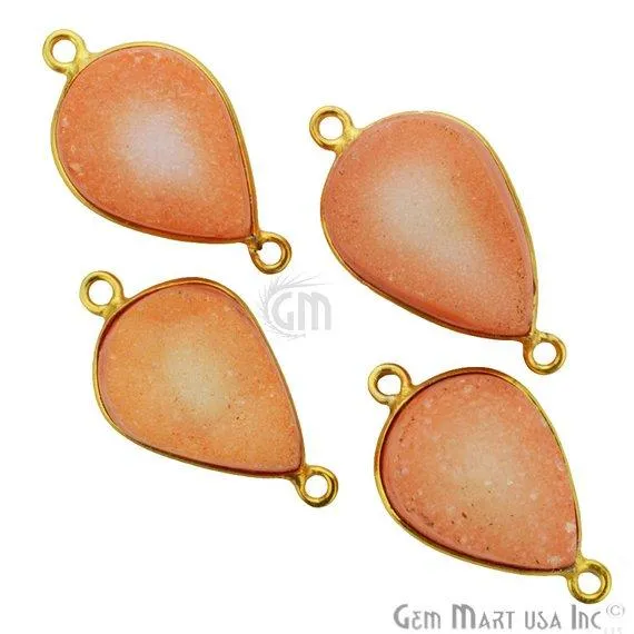 GemMartUSA PreStyled Sets Color Druzy Connector 12x16mm Pears Gold Plated Double Bail Gemstone Connector GemMartUSA PreStyled Sets Color Druzy Connector 12x16mm Pears Gold Plated Double Bail Gemstone Connector