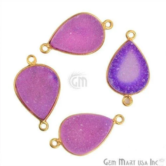 GemMartUSA PreStyled Sets Color Druzy Connector 12x16mm Pears Gold Plated Double Bail Gemstone Connector GemMartUSA PreStyled Sets Color Druzy Connector 12x16mm Pears Gold Plated Double Bail Gemstone Connector