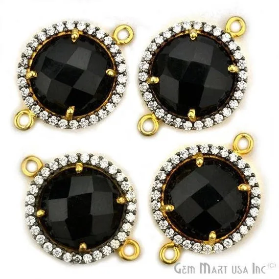 GemMartUSA PreStyled Sets Cubic Zirconia Pave 12mm Round Gold Bail Connector GemMartUSA PreStyled Sets Cubic Zirconia Pave 12mm Round Gold Bail Connector