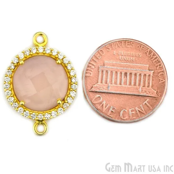 GemMartUSA PreStyled Sets Cubic Zirconia Pave 12mm Round Gold Bail Connector