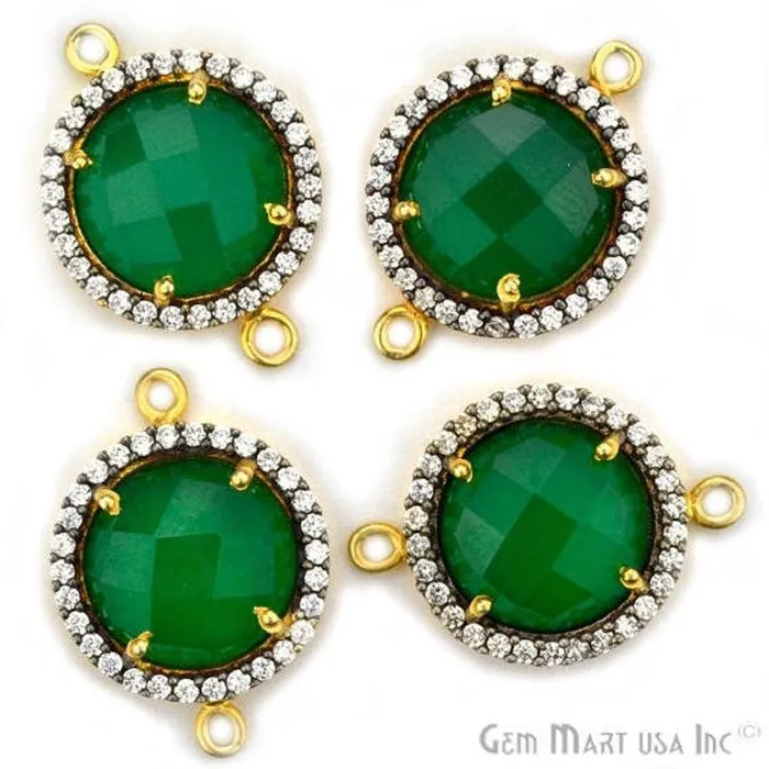 GemMartUSA PreStyled Sets Cubic Zirconia Pave 12mm Round Gold Bail Connector