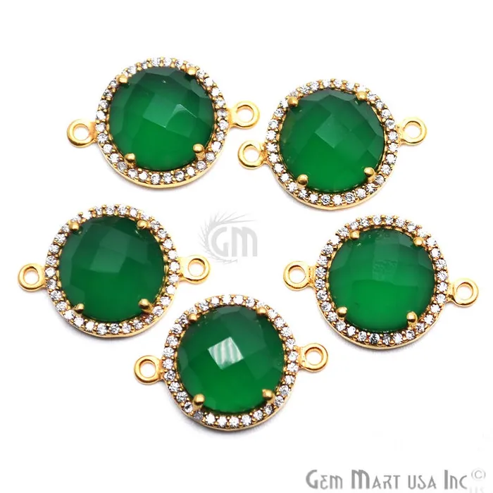 GemMartUSA PreStyled Sets Cubic Zirconia Pave 12mm Round Gold Bail Connector