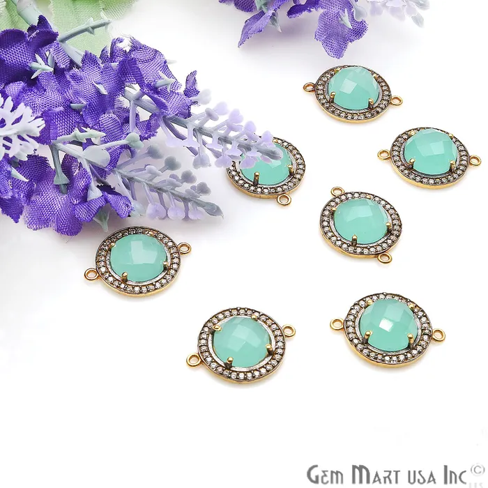 GemMartUSA PreStyled Sets Cubic Zirconia Pave 12mm Round Gold Bail Connector