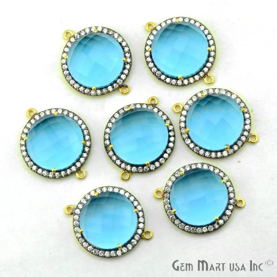 GemMartUSA PreStyled Sets Cubic Zirconia Pave 12mm Round Gold Bail Connector