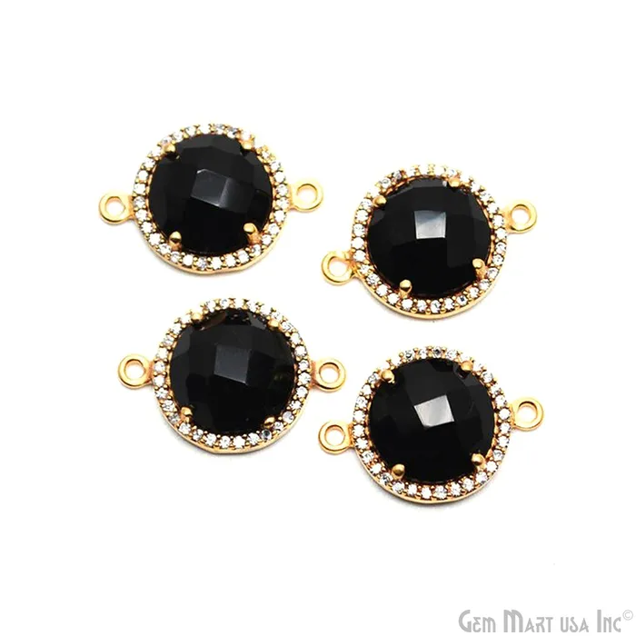 GemMartUSA PreStyled Sets Cubic Zirconia Pave 12mm Round Gold Bail Connector