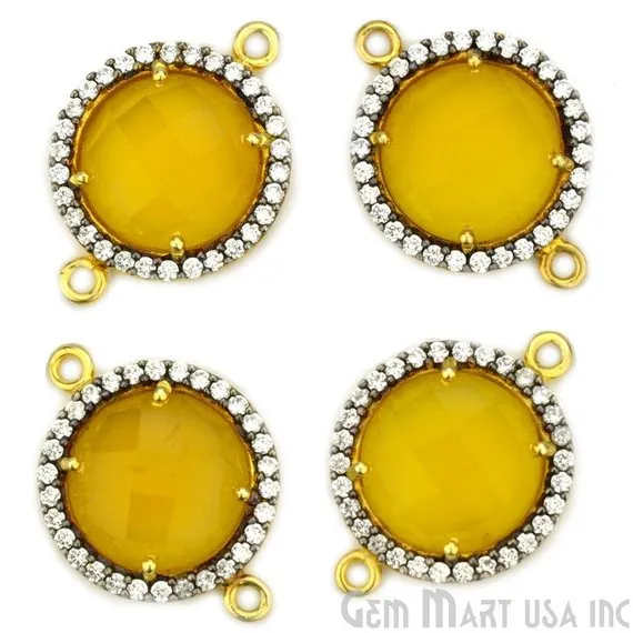 GemMartUSA PreStyled Sets Cubic Zirconia Pave 12mm Round Gold Bail Connector