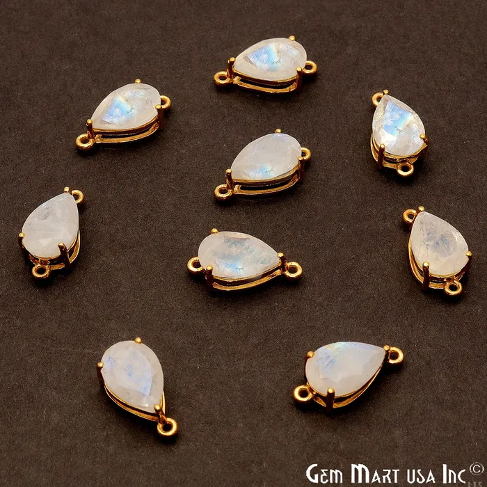 GemMartUSA PreStyled Sets Rainbow Moonstone Prong Setting Gold Plated Flashy Gemstone Connector GemMartUSA PreStyled Sets Rainbow Moonstone Prong Setting Gold Plated Flashy Gemstone Connector