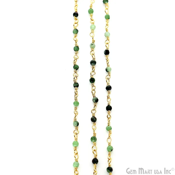 GemMartUSA PreStyled Sets Ruby Zoisite 225mm Tiny Beads Gold Plated Wire Wrapped Rosary Chain GemMartUSA PreStyled Sets Ruby Zoisite 225mm Tiny Beads Gold Plated Wire Wrapped Rosary Chain