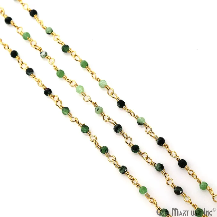 GemMartUSA PreStyled Sets Ruby Zoisite 225mm Tiny Beads Gold Plated Wire Wrapped Rosary Chain GemMartUSA PreStyled Sets Ruby Zoisite 225mm Tiny Beads Gold Plated Wire Wrapped Rosary Chain