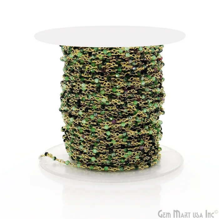 GemMartUSA PreStyled Sets Ruby Zoisite 225mm Tiny Beads Gold Plated Wire Wrapped Rosary Chain GemMartUSA PreStyled Sets Ruby Zoisite 225mm Tiny Beads Gold Plated Wire Wrapped Rosary Chain