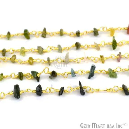 GemmartUSA PreStyled Sets Tourmaline 46mm Nugget Chip Gold Wire Wrapped Rosary Chain GemmartUSA PreStyled Sets Tourmaline 46mm Nugget Chip Gold Wire Wrapped Rosary Chain