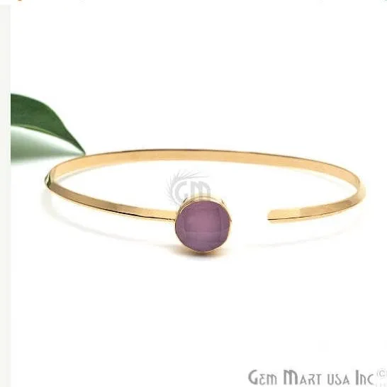 GemMartUSA Rose chalcedony Gemstone Handmade Adjustable Gold Plated Stacking Bangle Bracelet Bracelets GemMartUSA Rose chalcedony Gemstone Handmade Adjustable Gold Plated Stacking Bangle Bracelet Bracelets