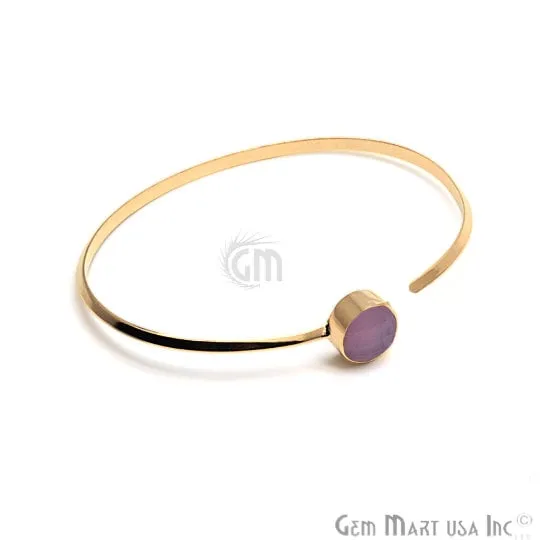 GemMartUSA Rose chalcedony Gemstone Handmade Adjustable Gold Plated Stacking Bangle Bracelet Bracelets