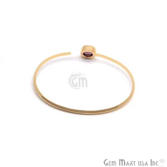 GemMartUSA Rose chalcedony Gemstone Handmade Adjustable Gold Plated Stacking Bangle Bracelet Bracelets