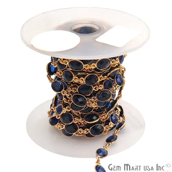 GemmartUSA Sapphire 7x5mm Bezel Link Gold Plated Continuous Connector Chain PreStyled Sets GemmartUSA Sapphire 7x5mm Bezel Link Gold Plated Continuous Connector Chain PreStyled Sets