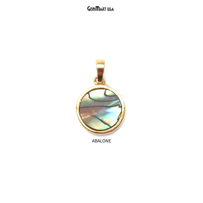 Gemstone Round Shaped Gold Plated Pendant 15x12MM GemMartUSA Necklaces