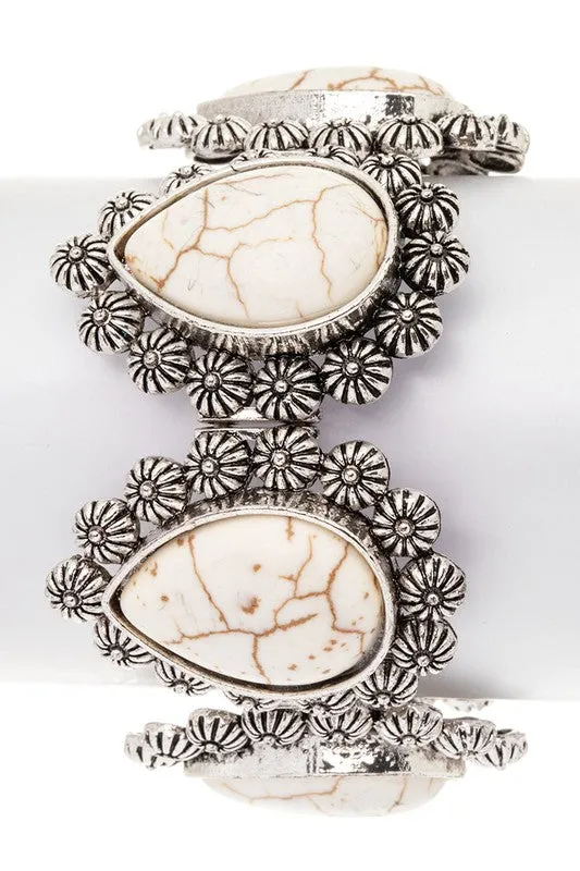 LA Jewelry Plaza Bracelets Mix Stone Teardrop Engraved Western Bracelet