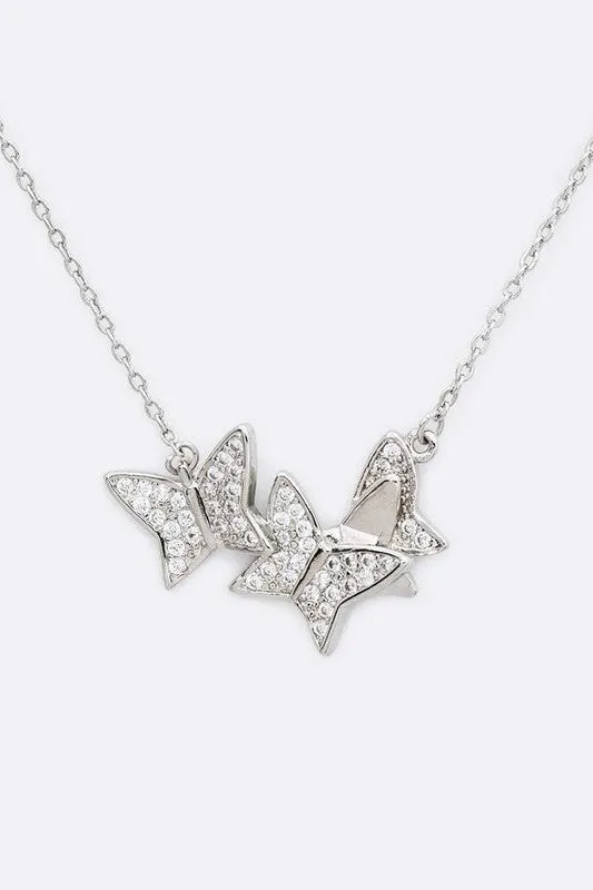 LA Jewelry Plaza Necklaces Cubic Zirconia Butterfly Pendant Necklace Online Only