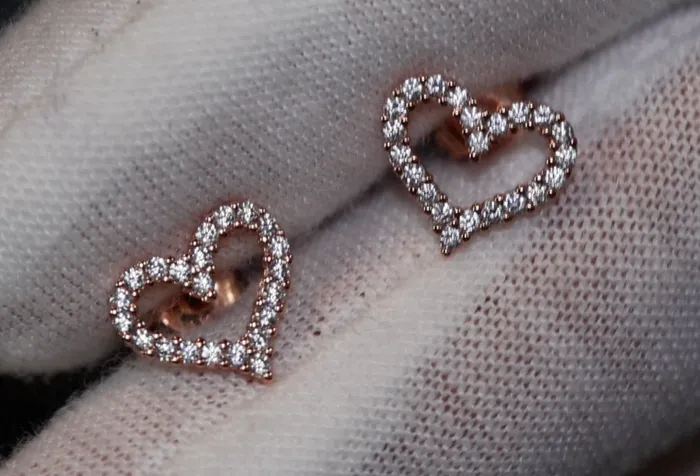 Lab Diamonds London Earrings Rose Gold Diamond Heart Ear Studs Rose Gold Ear Studs Heart Ear Studs