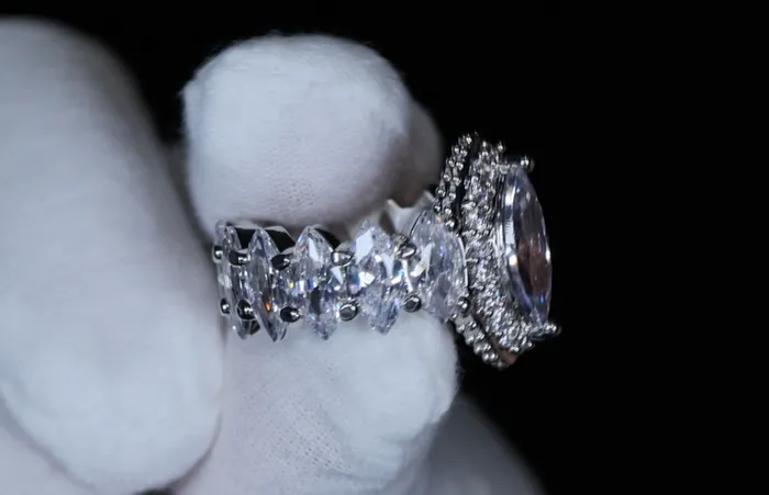 Lab Diamonds London Rings Big Marquise Diamond Ring Eternity Ring Big Iced Out Ring