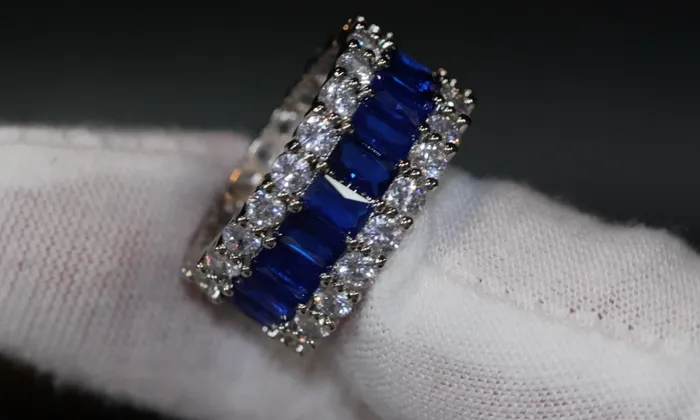Lab Diamonds London Rings Sapphire Blue Diamond Ring Blue Baguette Diamond Ring Mens blue diamond eternity ring