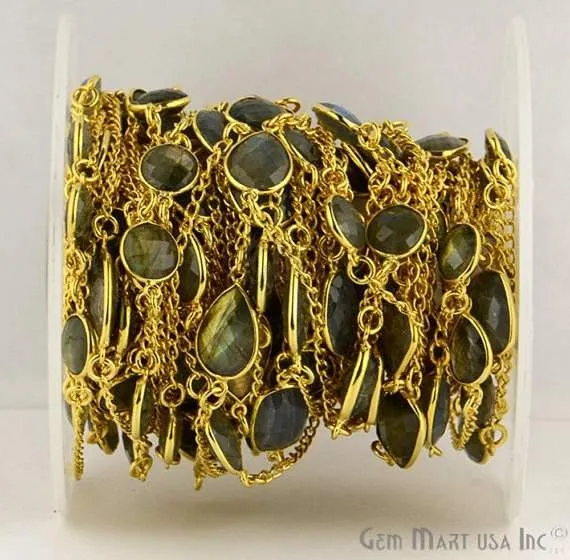 Labradorite 10mm Gold Plated Bezel Link Connector Chain GemMartUSA PreStyled Sets Labradorite 10mm Gold Plated Bezel Link Connector Chain GemMartUSA PreStyled Sets