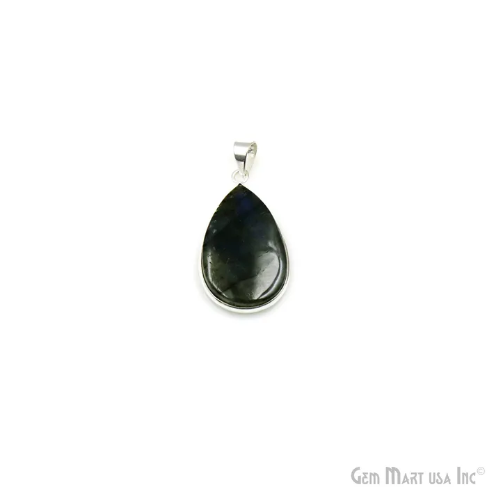 Labradorite Gemstone Pears 37x21mm Sterling Silver Necklace Pendant 1PC GemMartUSA Necklaces