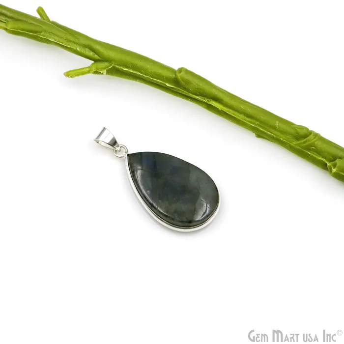 Labradorite Gemstone Pears 37x21mm Sterling Silver Necklace Pendant 1PC GemMartUSA Necklaces