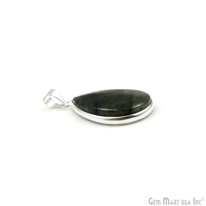 Labradorite Gemstone Pears 37x21mm Sterling Silver Necklace Pendant 1PC GemMartUSA Necklaces